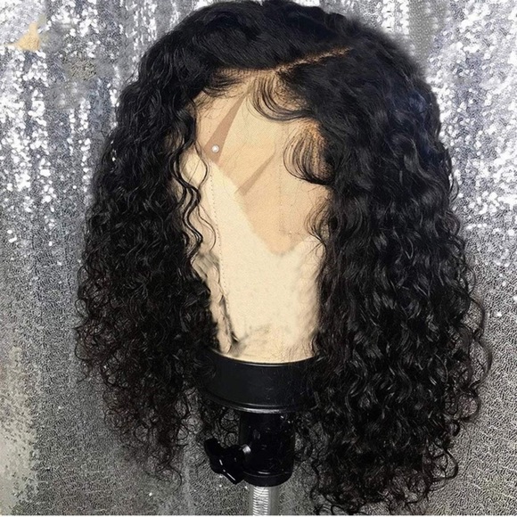 12” HUMAN HAIR Short Deep Curly Lace Front Wig NEW main image 4
